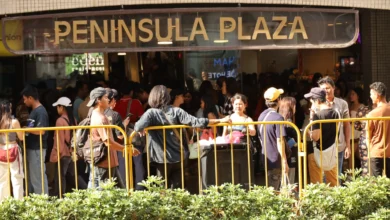 Visitors outside Singapore’s Peninsula Plaza during August 2026 (Photo: Aung Naing/Myanmar Now)