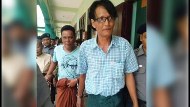 Dein Daung during a court hearing in May 2018 for distributing anti-military flyers in Mandalay (Photo: Supplied)